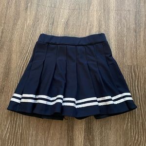 Navy Pleated Tennis Skirt With Stripes